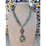 African Turquoise & Vintage Western Pendant Necklace-Carol Kahn-Renee Taylor Gallery