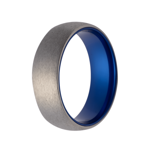 (7mm) Titanium Dome Satin w/ Blue Anodized Interior Sleeve - 7TIA133:BL-Heavy Stone-Renee Taylor Gallery