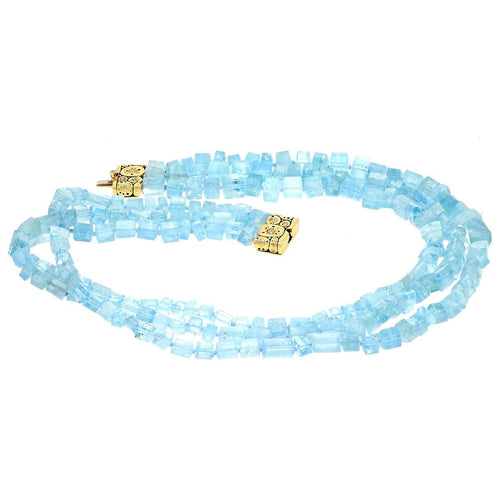 18K Yellow Gold Aquamarine "Lilies" Necklace-Alex Sepkus-Renee Taylor Gallery