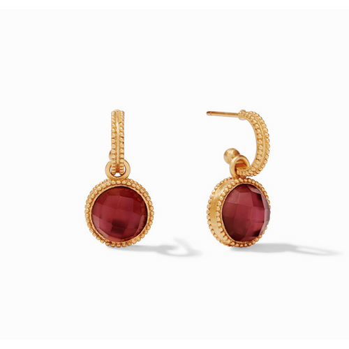 Fleur-de-Lis Hoop & Charm Reversible Earrings - Iridescent Ruby Red-Julie Vos-Renee Taylor Gallery