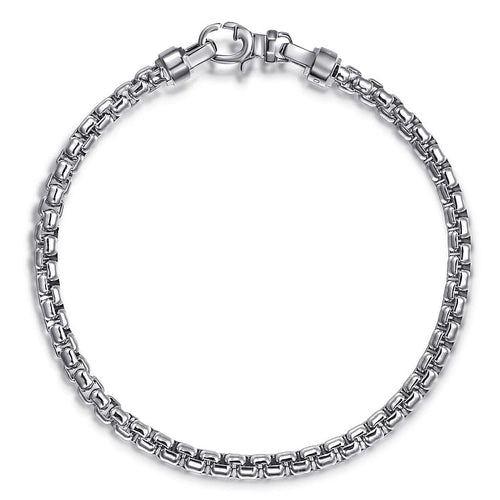 4mm 925 Sterling Silver Solid Mens Round Box Chain Bracelet - TBM2142SVJJJ-Gabriel & Co.-Renee Taylor Gallery