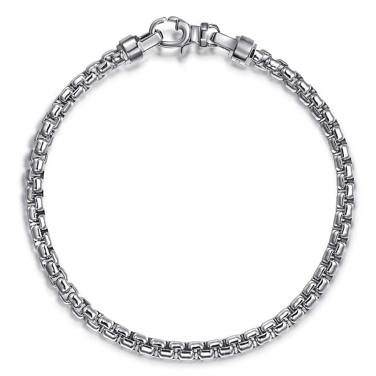 4mm 925 Sterling Silver Solid Mens Round Box Chain Bracelet - TBM2142SVJJJ-Gabriel & Co.-Renee Taylor Gallery