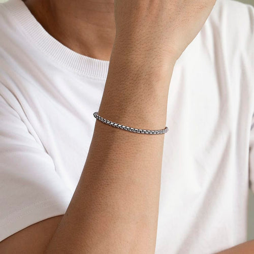4mm 925 Sterling Silver Solid Mens Round Box Chain Bracelet - TBM2142SVJJJ-Gabriel & Co.-Renee Taylor Gallery