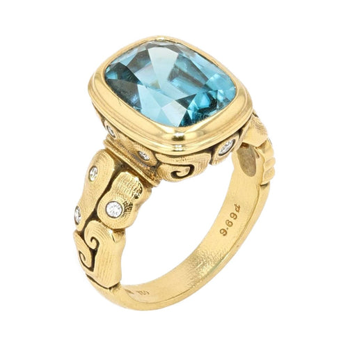 18K "Seashell" Blue Zircon Ring - R-215-Alex Sepkus-Renee Taylor Gallery