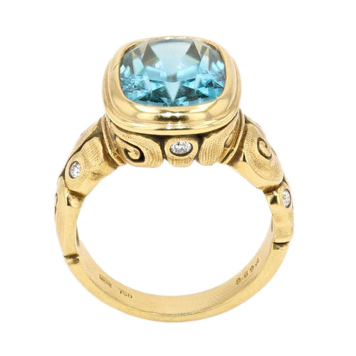 18K "Seashell" Blue Zircon Ring - R-215-Alex Sepkus-Renee Taylor Gallery