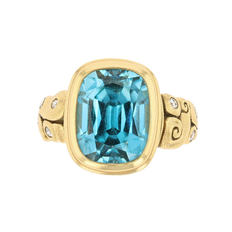 18K "Seashell" Blue Zircon Ring - R-215-Alex Sepkus-Renee Taylor Gallery