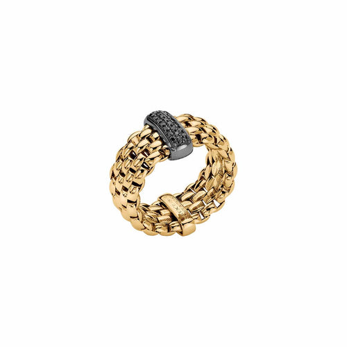 Flex'it Panorama 18K Yellow Gold Black Diamond Ring-FOPE-Renee Taylor Gallery