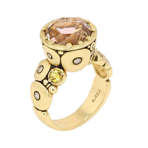 18K "Orchard" Autumn Tourmaline, Sapphire & Diamond Ring - R-115S-Alex Sepkus-Renee Taylor Gallery