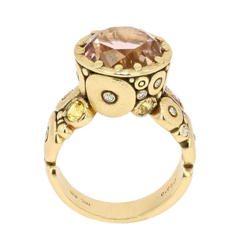 18K "Orchard" Autumn Tourmaline, Sapphire & Diamond Ring - R-115S-Alex Sepkus-Renee Taylor Gallery