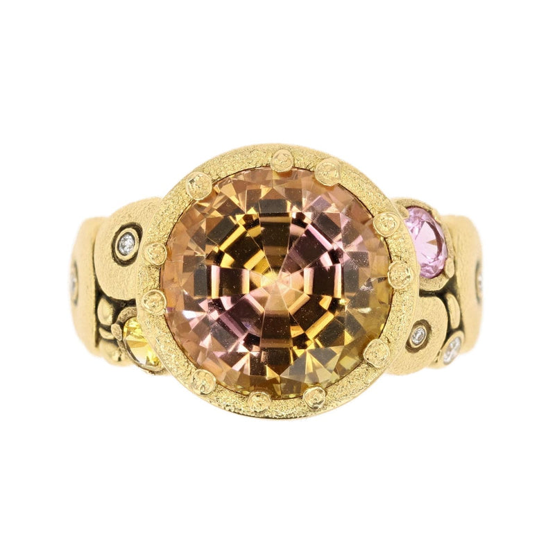 18K "Orchard" Autumn Tourmaline, Sapphire & Diamond Ring - R-115S-Alex Sepkus-Renee Taylor Gallery