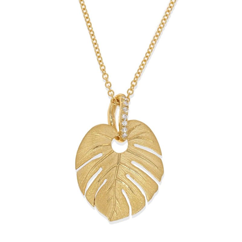 14K Gold & Diamond Monstera Necklace - M8926-Marika-Renee Taylor Gallery