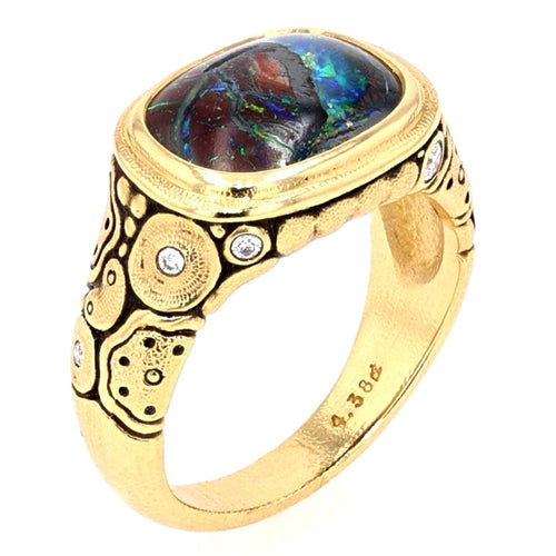 18K "Asymmetrical" Ring Yowah Nut Opal - R-179D-Alex Sepkus-Renee Taylor Gallery