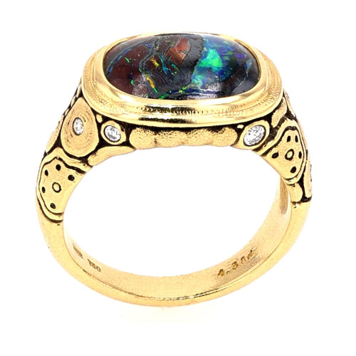 18K "Asymmetrical" Ring Yowah Nut Opal - R-179D-Alex Sepkus-Renee Taylor Gallery