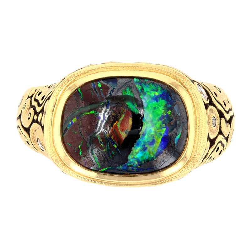 18K "Asymmetrical" Ring Yowah Nut Opal - R-179D-Alex Sepkus-Renee Taylor Gallery