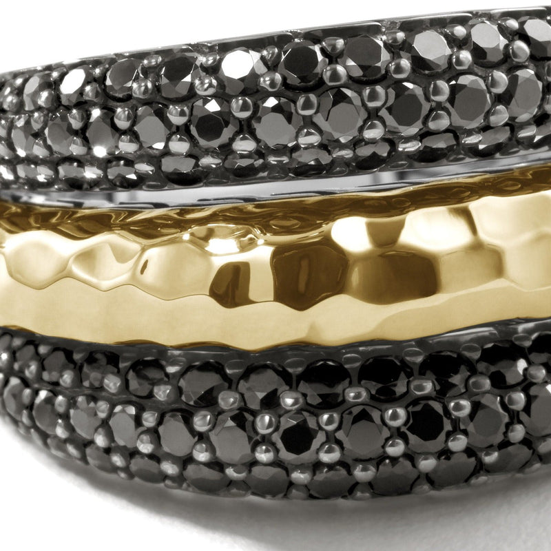 Classic Chain 18K Hammered Gold & Black Sapphire Palu Dome Ring - RZS90086554BLSBN-John Hardy-Renee Taylor Gallery