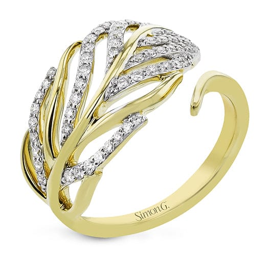 18k Yellow Gold & Diamond Leaf Ring - LR3080-Simon G.-Renee Taylor Gallery