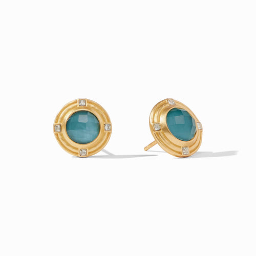 Astor Stone Iridescent Peacock Blue Stud Earrings - ER829GIPE00-Julie Vos-Renee Taylor Gallery