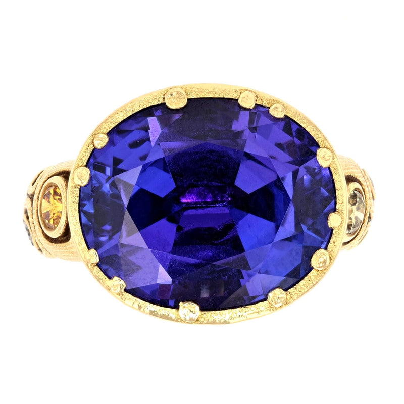 18K "Little Windows" Tanzanite, Sapphire & Diamond Ring - R-108DC-Alex Sepkus-Renee Taylor Gallery