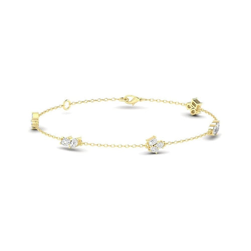 14K Yellow Gold Dainty Multi Shape Lab-Grown Diamond Cluster Bracelet - BMULTI4241.00Y147.00-Everlee-Renee Taylor Gallery