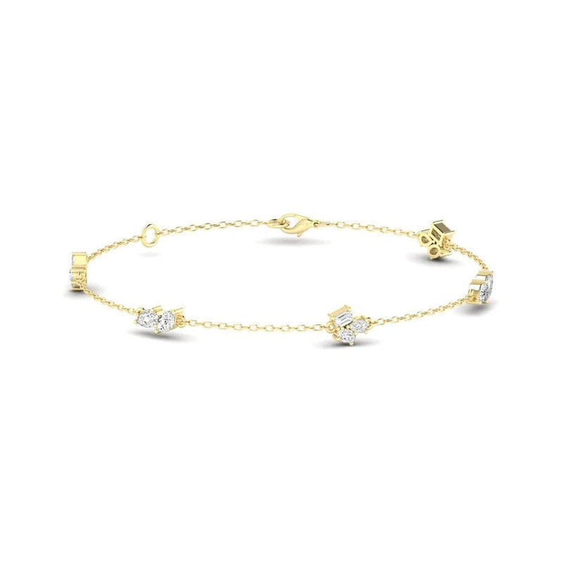 14K Yellow Gold Dainty Multi Shape Lab-Grown Diamond Cluster Bracelet - BMULTI4241.00Y147.00-Everlee-Renee Taylor Gallery