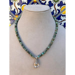 African Turquoise & Crystal Pendant-Carol Kahn-Renee Taylor Gallery