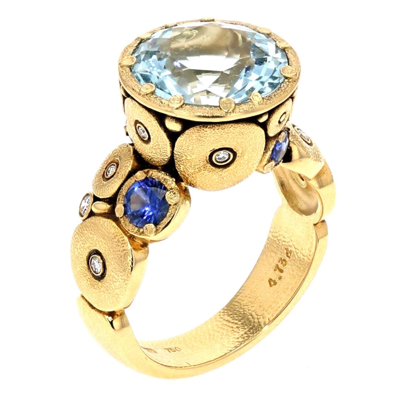 18K Sapphire and Diamond "Orchard" Ring - R-115 AQUAMARINE-Alex Sepkus-Renee Taylor Gallery