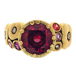 18K, Sapphire and Diamond "Orchard" Ring Malaya Garnet - R-129S-Alex Sepkus-Renee Taylor Gallery