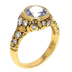 18K Yellow Gold, Pastel Grey/Blue Sapphire and Diamond "Circle" Ring - R-84D-Alex Sepkus-Renee Taylor Gallery