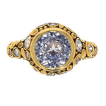 18K Yellow Gold, Pastel Grey/Blue Sapphire and Diamond "Circle" Ring - R-84D-Alex Sepkus-Renee Taylor Gallery