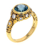 18K Yellow Gold, Montana Sapphire and Diamond "Circle" Ring - R-84D-Alex Sepkus-Renee Taylor Gallery