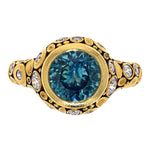 18K Yellow Gold, Montana Sapphire and Diamond "Circle" Ring - R-84D-Alex Sepkus-Renee Taylor Gallery