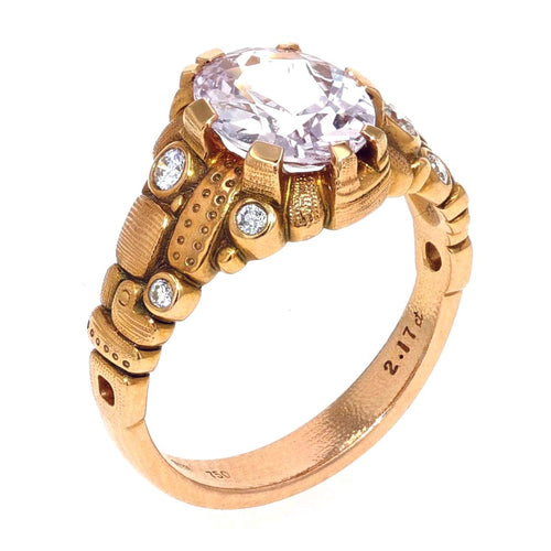 18K Rose Gold and Diamond "Six Prong" Ring Pastel Pink Sapphire - R-91R-Alex Sepkus-Renee Taylor Gallery