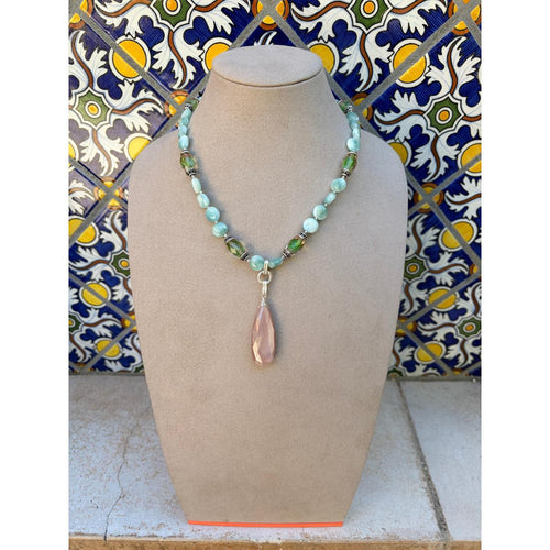 Green & Pink Moonstone Necklace-Carol Kahn-Renee Taylor Gallery
