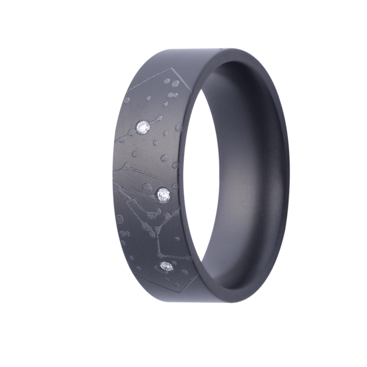 7MM Zirconium Flat Matte Night to Remember Constellation Ring with Lab Grown White Diamonds - 7Z601:D-3/ENG-NTR-Heavy Stone-Renee Taylor Gallery