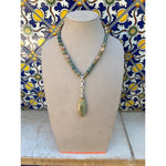 Guatemalan Jade, Pink Moonstone, Aquatine Lemurian Calcite Necklace-Carol Kahn-Renee Taylor Gallery