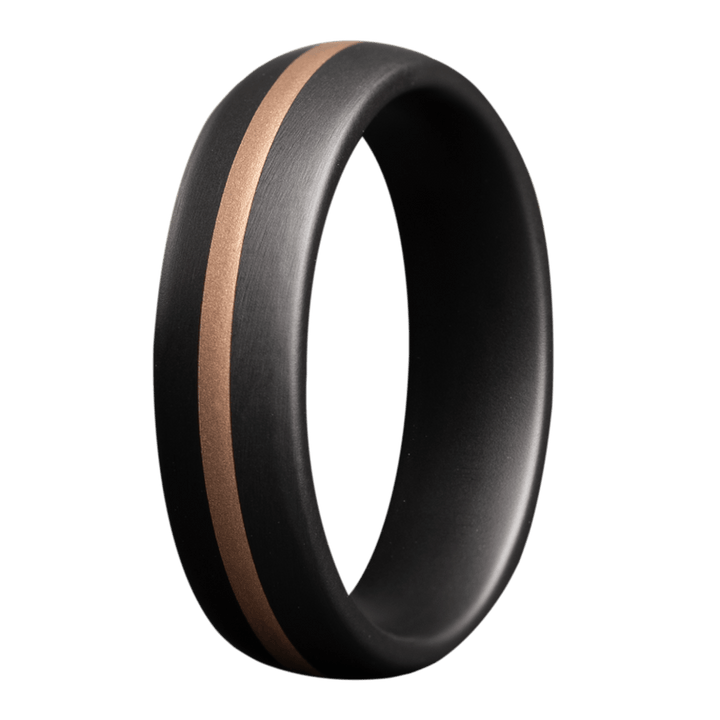 6mm Black Ceramic Matte Dome Ring with 18K Rose Gold Inlay – 6BC611:18KR1-Heavy Stone-Renee Taylor Gallery