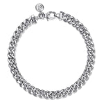 925 Sterling Silver Solid Men's Link Chain with Diamond Cut 6mm Bracelet - TBM2076SVJJJ-Gabriel & Co.-Renee Taylor Gallery