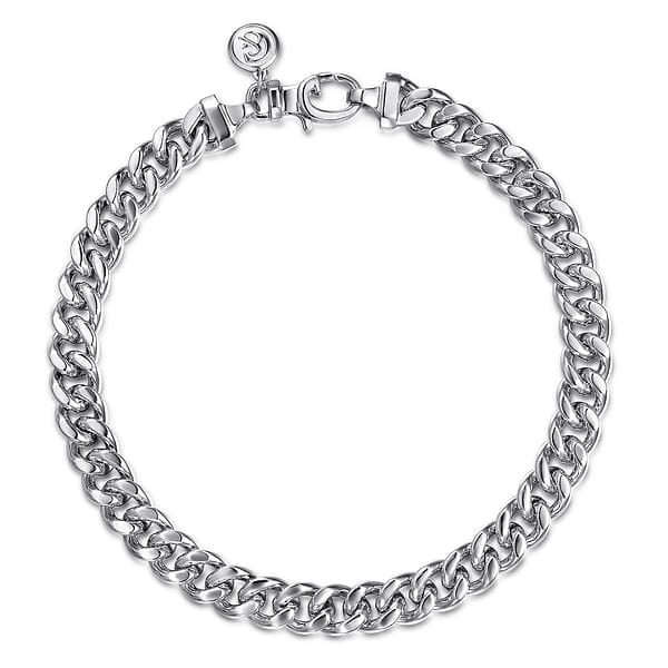 925 Sterling Silver Solid Men's Link Chain with Diamond Cut 6mm Bracelet - TBM2076SVJJJ-Gabriel & Co.-Renee Taylor Gallery
