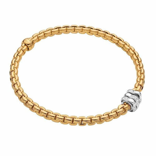 18K EKA 18K Yellow Gold 3.9mm Bracelet with Diamonds-FOPE-Renee Taylor Gallery
