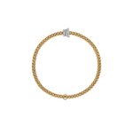 Flex'it 18K Yellow Gold Bracelet with White Gold Rondels and Diamond Pavé .31ct-FOPE-Renee Taylor Gallery