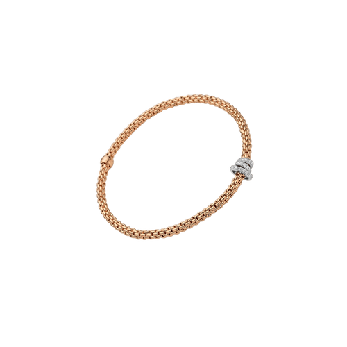 Flex'it 18K Rose Gold Bracelet with White Gold Rondels and Diamond Pavé .31ct-FOPE-Renee Taylor Gallery