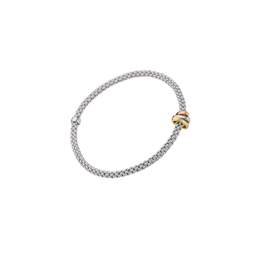 Flex'it 18K White Gold Bracelet with Rose, Yellow and White Gold Rondels-FOPE-Renee Taylor Gallery