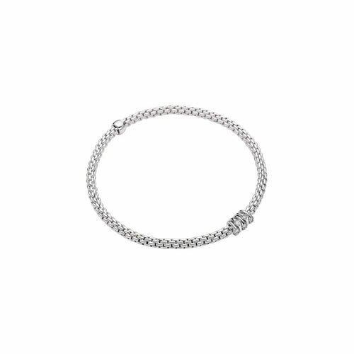 Flex'it PRIMA 18K White Gold with Diamond Pave 3.4mm Bracelet-FOPE-Renee Taylor Gallery