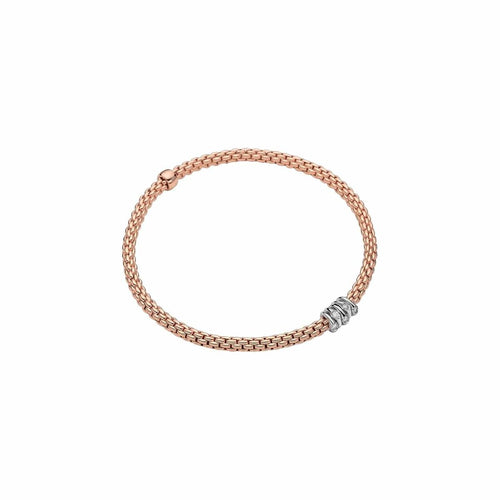 Flex'it PRIMA 18K Rose and White Gold with Diamond Pave 3.4mm Bracelet-FOPE-Renee Taylor Gallery