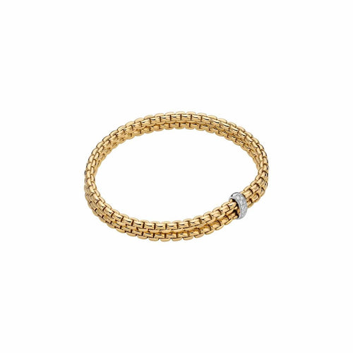 EKA Yellow Gold Flexible Bracelet with Diamonds-FOPE-Renee Taylor Gallery