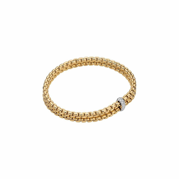 EKA Yellow Gold Flexible Bracelet with Diamonds-FOPE-Renee Taylor Gallery