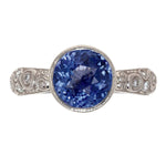 Platinum & Diamond "Martini" Ring with Violetish Blue Sapphire - R-128PP8.5-Alex Sepkus-Renee Taylor Gallery
