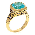 18K and Diamond "Orchard" Ring with African Paraiba Tourmaline - R-137-Alex Sepkus-Renee Taylor Gallery
