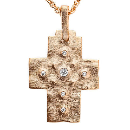 18K Rose Gold and Diamond "Desert" Cross Pendant - M-100RD-Alex Sepkus-Renee Taylor Gallery