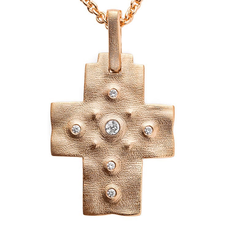 18K Rose Gold and Diamond "Desert" Cross Pendant - M-100RD-Alex Sepkus-Renee Taylor Gallery